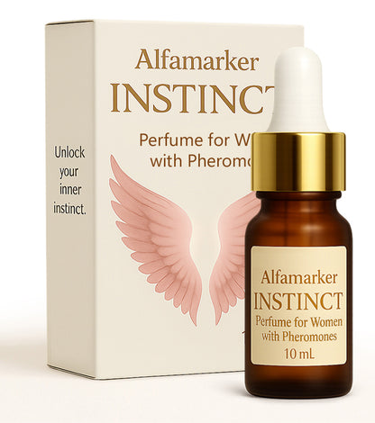 Alfamarker Instinct perfume bottle and packaging on a white background