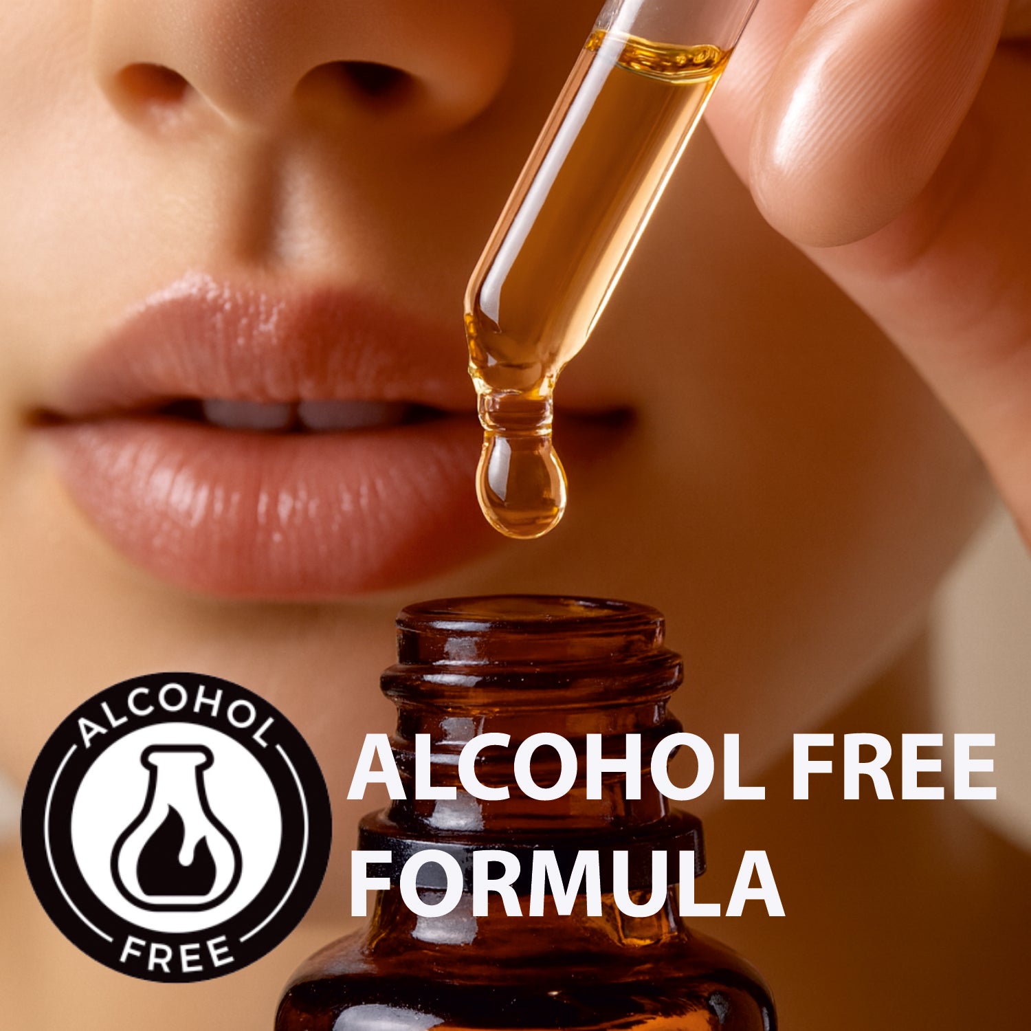 Alcohol-free formula dropper being used with a bottle 